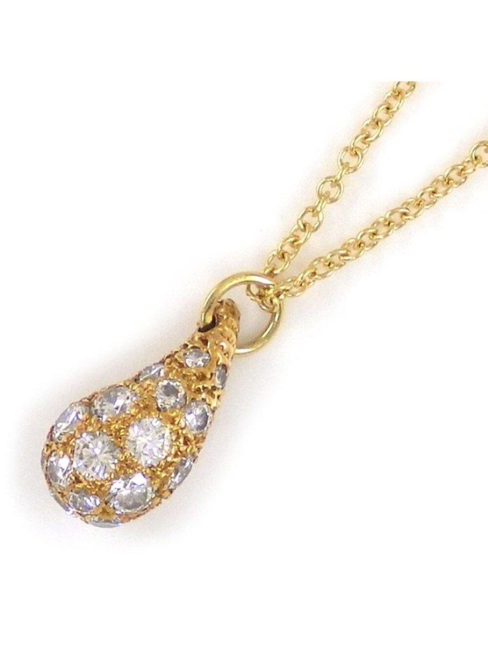 Tiffany & Co Necklace Teardrop Pave Diamond 18k Yellow Gold